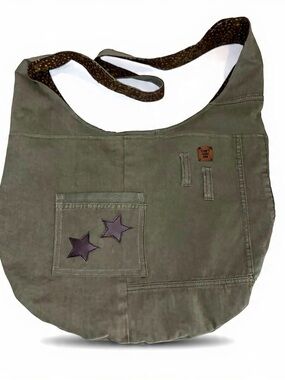 Large Hobo Denim Crossbody Bag Army Green NWOT